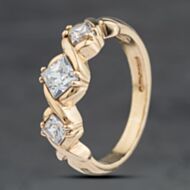 Pre-Owned 9ct Yellow Gold Cubic Zirconia Square Cut Three Stone Ring 41103978
