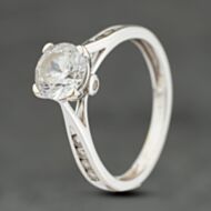 Pre-Owned 9ct White Gold Cubic Zirconia Round Shoulder Set Solitaire Ring 41103998