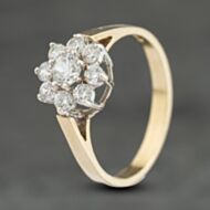 Pre-Owned 9ct Yellow Gold Cubic Zirconia Flower Cluster Ring 41103999