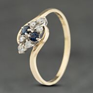 Pre-Owned 9ct Yellow Gold Sapphire & Cubic Zirconia Twist Cluster Ring 41104003