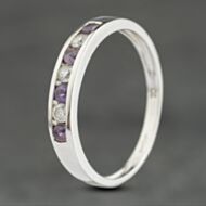 Pre-Owned 9ct White Gold Amethyst & Cubic Zirconia Half Eternity Ring 41104004