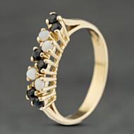 Pre-Owned 9ct White Gold Opal & Sapphire Two Row Ring 41104006