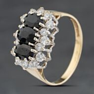 Pre-Owned 9ct Yellow Gold Sapphire & Cubic Zirconia Cluster Ring 41104030