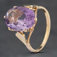 Pre-Owned Vintage Yellow Gold Amethyst Oval Dress Ring 41104031