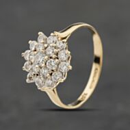 Pre-Owned 9ct Yellow Gold Cubic Zirconia Round Cluster Ring 41104049