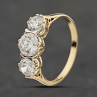 Pre-Owned 9ct Yellow Gold Cubic Zirconia Three Stone Ring 41104052