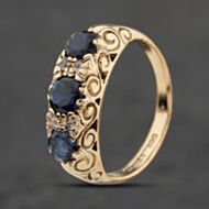 Pre-Owned 9ct Yellow Gold Sapphire & Cubic Zirconia Seven Stone Ring 41104054