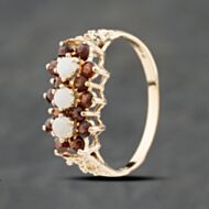 Pre-Owned 9ct Yellow Gold Opal & Garnet Cluster Ring 41104058