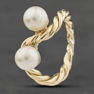 Pre-Owned 9ct Yellow Gold Cultured Pearl Rope Twist Dress Ring 41104067