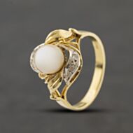 Pre-Owned 14ct Yellow Gold Cultured Pearl & Spinels Dress Ring 41104076