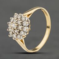 Pre-Owned 9ct Yellow Gold Cubic Zirconia Round Cluster Ring 41104079