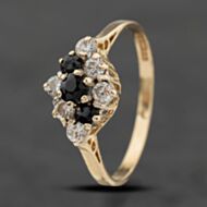 Pre-Owned 9ct Yellow Gold Sapphire & Cubic Zirconia Cluster Ring 41104089