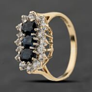 Pre-Owned 9ct Yellow Gold Sapphire & Cubic Zirconia Cluster Ring 41104091