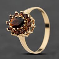 Pre-Owned 9ct Yellow Gold Garnet Oval Cluster Ring 41104108
