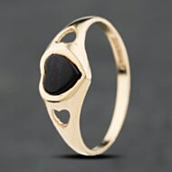 Pre-Owned 9ct Yellow Gold Onyx Heart Shape Signet Ring 41104123