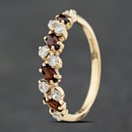 Pre-Owned 9ct Yellow Gold Garnet & Cubic Zirconia Dress Ring 41104131
