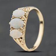 Pre-Owned 9ct Yellow Gold Opal Three Stone Dress Ring 41104133