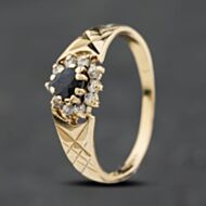 Pre-Owned 9ct Yellow Gold Sapphire & Cubic Zirconia Heart Shape Cluster Ring 41104134