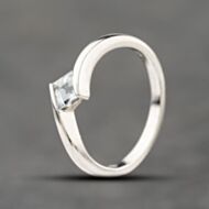 Pre-Owned 9ct White Gold Aquamarine Square Cut Dress Ring 41104166