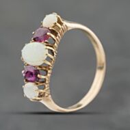 Pre-Owned Vintage Yellow Gold Opal & Garnet Five Stone Ring 41104173