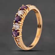 Pre-Owned 9ct Yellow Gold Amethyst & Cubic Zirconia Half Eternity Ring 41104195