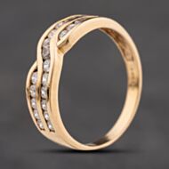 Pre-Owned 9ct Yellow Gold Cubic Zirconia Two Row Ring 41104205