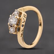 Pre-Owned 9ct Yellow Gold Cubic Zirconia Love Three Stone Ring 41104215