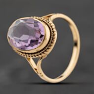 Pre-Owned 9ct Yellow Gold Amethyst Oval Dress Ring 41104221