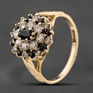 Pre-Owned 9ct Yellow Gold Sapphire & Cubic Zirconia Large Cluster Ring 41104224