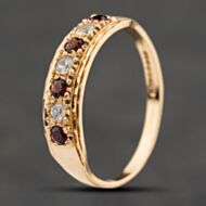 Pre-Owned 9ct Yellow Gold Garnet & Cubic Zirconia Half Eternity Ring 41104232