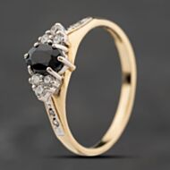 Pre-Owned 9ct Yellow Gold Sapphire & Cubic Zirconia Cluster Ring 41104235