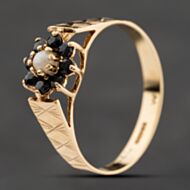 Pre-Owned 9ct White Gold Sapphire & Pearl Flower Cluster Ring 41104239