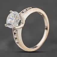 Pre-Owned 9ct White Gold Cubic Zirconia Shoulder Set Solitaire Ring 41104240