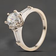 Pre-Owned 9ct White Gold Cubic Zirconia Shoulder Set Solitaire Ring 41104241