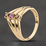 Pre-Owned 9ct Yellow Gold Pink Sapphire & Cognac Diamond Half Wishbone Ring 41104245