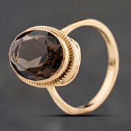 Pre-Owned 9ct Yellow Gold Smoky Quartz Oval Dress Ring 41104260