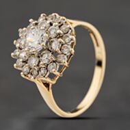 Pre-Owned 9ct Yellow Gold Cubic Zirconia Large Round Cluster Ring 41104271