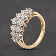 Pre-Owned 14ct Yellow Gold Cubic Zirconia Fourteen Stone Two Row Ring 41104307