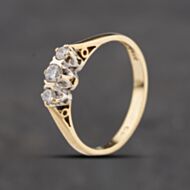 Pre-Owned 9ct Yellow Gold Cubic Zirconia Three Stone Ring 41104317