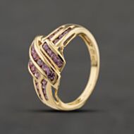 Pre-Owned 9ct Yellow Gold Pink Sapphire Knot Cluster Ring 41104338