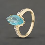 Pre-Owned 9ct Yellow Gold Glass Marquise Shaped Dress Ring 41104340