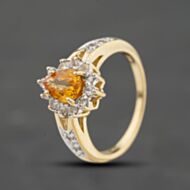 Pre-Owned 9ct Yellow Gold Golden Yellow Sapphire & White Zircon Pearshaped Cluster Ring 41104350