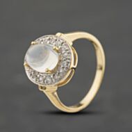 Pre-Owned 9ct Yellow Gold Moonstone & White Zircon Cluster Ring 41104358