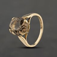 Pre-Owned 9ct Yellow Gold Smoky Quartz Oval Dress Ring 41104363