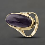 Pre-Owned Yellow Gold Amethyst Oblong Cabachon Cut Dress Ring 41104375