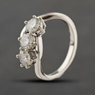 Pre-Owned 9ct White Gold Moissanite Crossover Three Stone Ring 41104376