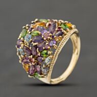 Pre-Owned 9ct Yellow Gold Multi Stone Flower Basket Cluster Ring 41104379