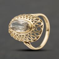 Pre-Owned 9ct Yellow Gold Smoky Quartz Oval Dress Ring 41104380