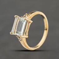 Pre-Owned 9ct Yellow Gold Aquamarine & White Spinel Dress Ring 41104384