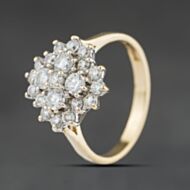 Pre-Owned 9ct Two Colour Gold Cubic Zirconia Three Tier Cluster Ring 41104387